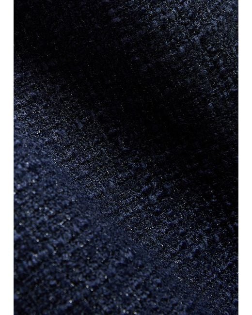 Roland Mouret Blue Ceremony Metallized Bouclé Midi Skirt