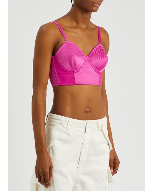 Jean Paul Gaultier Pink Conical Panelled Satin Bra Top