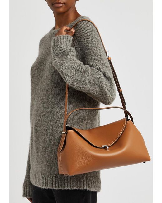 Totême  Brown Totême T-lock Leather Top Handle Bag