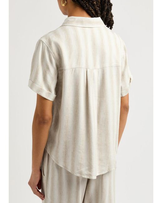 Bella Dahl White Striped Slubbed Woven Shirt