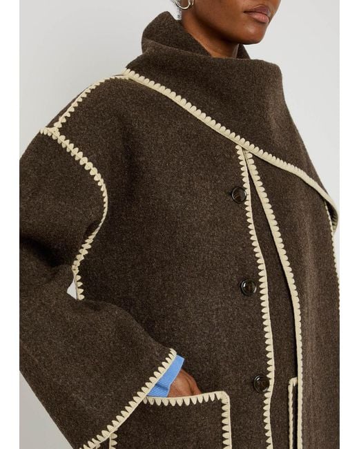 Totême Brown Scarf-Effect Wool-Blend Jacket