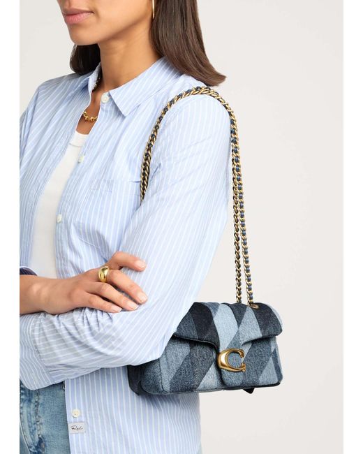 COACH Blue Quilted Tabby 20 Patchwork Shoulder Bag
