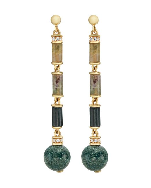 V By Laura Vann Green Agate 18kt Vermeil Drop Earrings