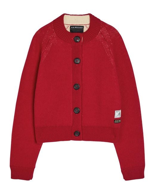 B.B. Wallace Red Sherman Wool And Cashmere-Blend Cardigan