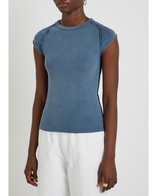 Free People Blue Ever Had Ribbed Stretch-Cotton T-Shirt