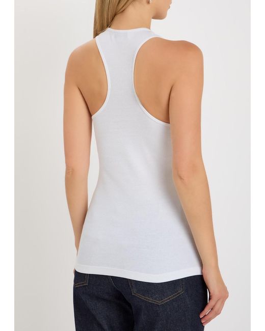 Stella McCartney White Horse Girl Ribbed Stretch-Cotton Tank