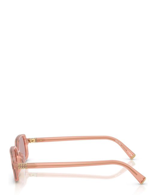 Miu Miu Pink Regard Rectangle-Frame Sunglasses