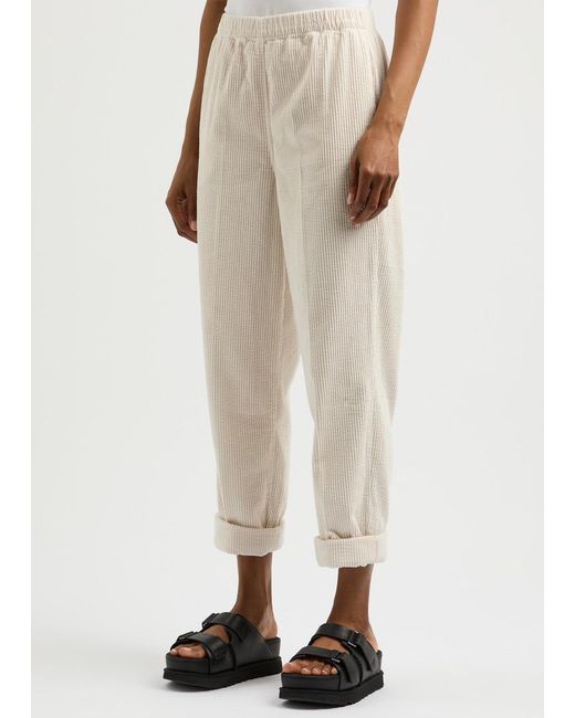 American Vintage Natural Padow Cropped Corduroy Trousers