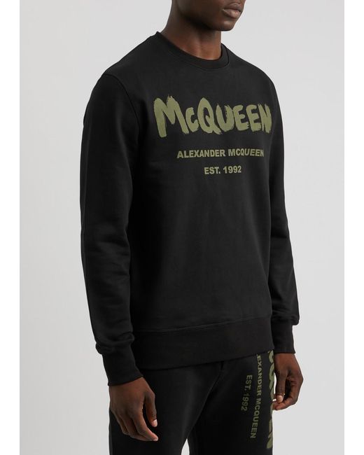 Alexander McQueen Black Graffiti Logo-Print Cotton Sweatshirt for men