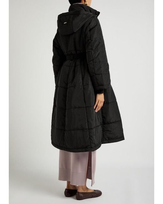 High Black Scuttle Hooded Quilted Shell Parka