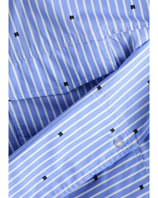 ROTATE SUNDAY Blue Striped Logo Cotton Shirt