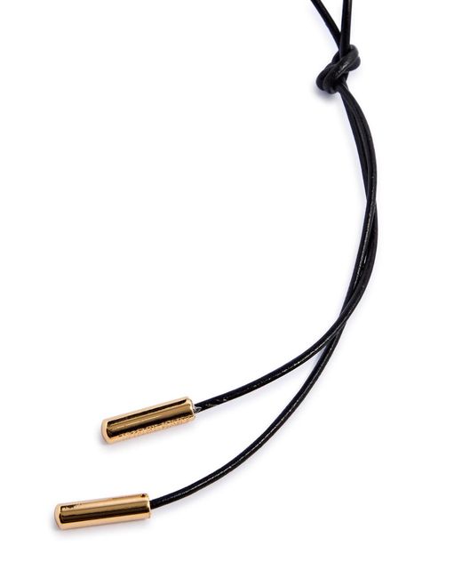 Timeless Pearly Blue Mushroom 24Kt-Plated Leather Cord Necklace