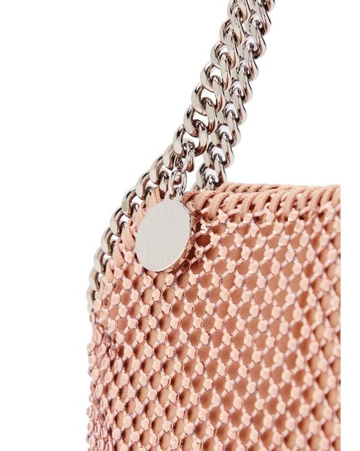Stella McCartney Pink Falabella Mini Crystal-Embellished Satin Top Handle Bag