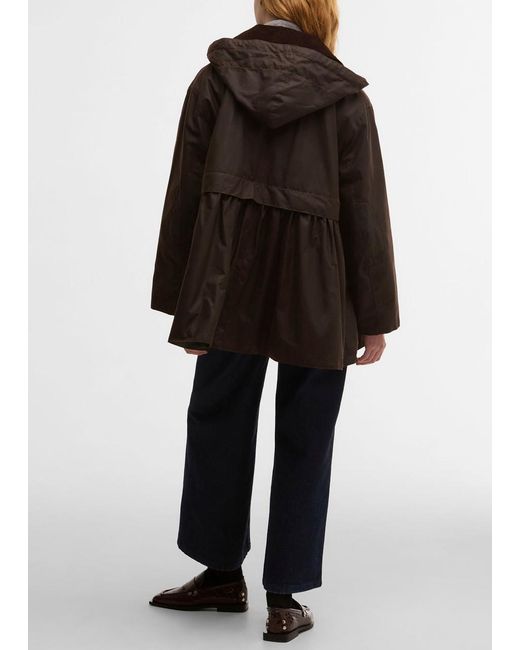 BARBOUR X GANNI Black Peplum Waxed Cotton Jacket