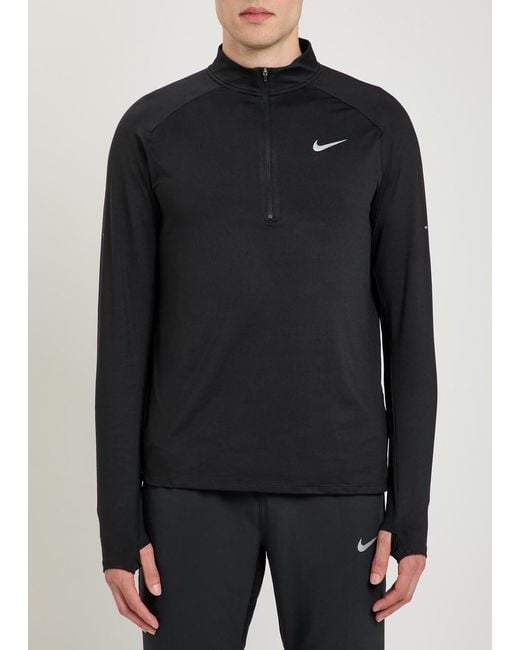 Nike Black Dri-Fit Quarter-Zip Stretch-Jersey Running Top for men