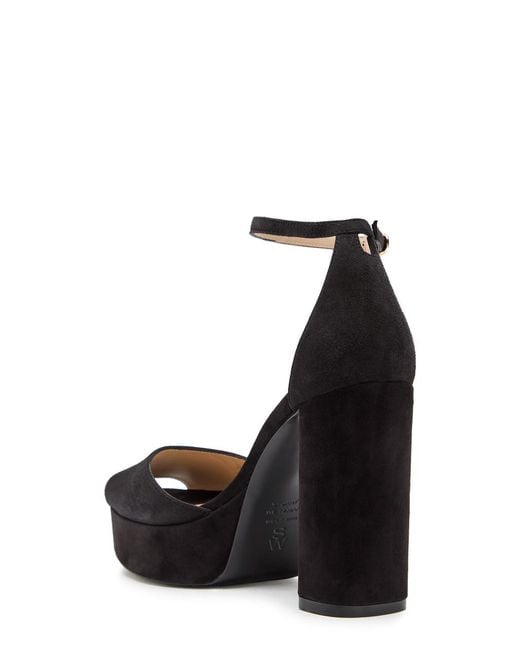 Stuart Weitzman Black Sabrina 110 Suede Platform Sandals