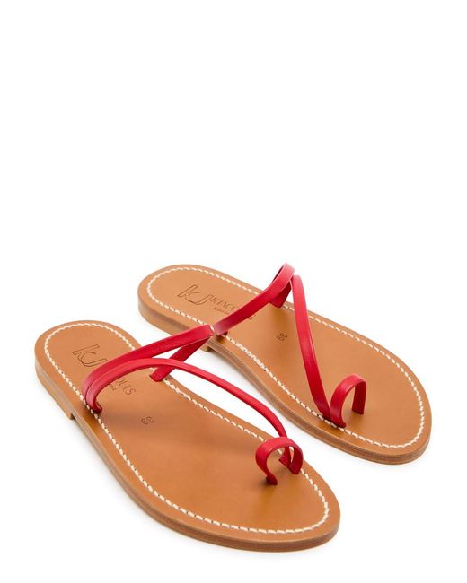 K. Jacques Red Actium Leather Sandals