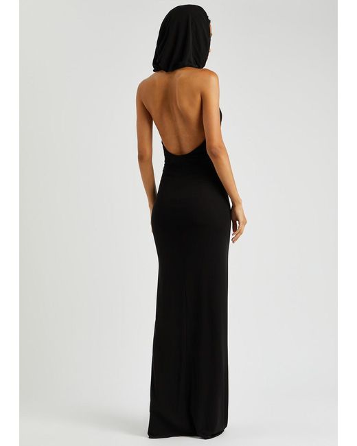 Saint Laurent Black Hooded Open-back Gown