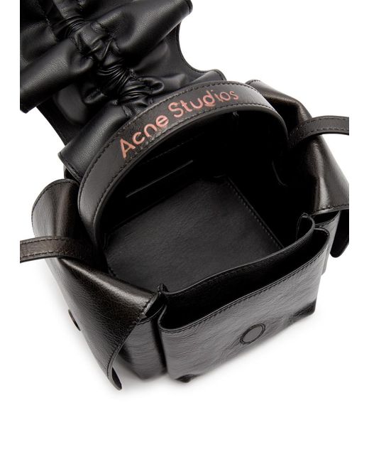 Acne Black Rev Mini Crinkled Leather Top Handle Bag