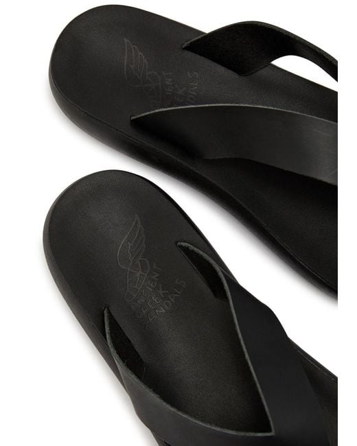 Ancient Greek Sandals Black Charys Comfort Leather Flatform Sandals