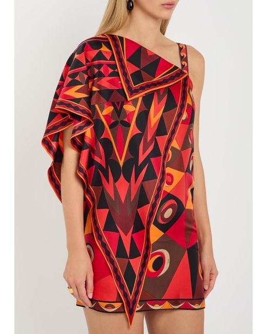 Emilio Pucci Printed Layered Silk-Twill Mini Dress