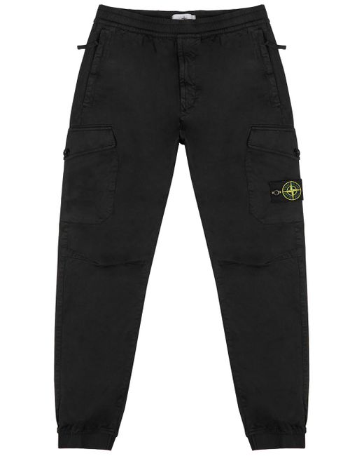 black cotton cargo trousers