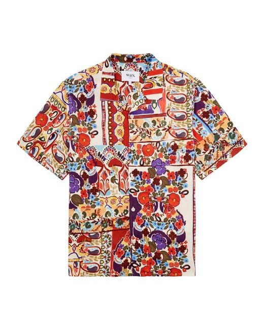 Wax London Red Didcot Printed Woven Shirt for men
