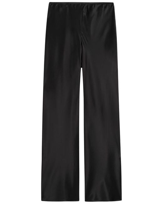 Reformation Black Gale Straight-Leg Satin Trousers