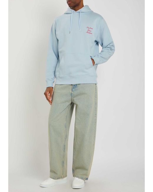 Drole de Monsieur Blue Le Hoodie Embroidered Hooded Cotton Sweatshirt for men