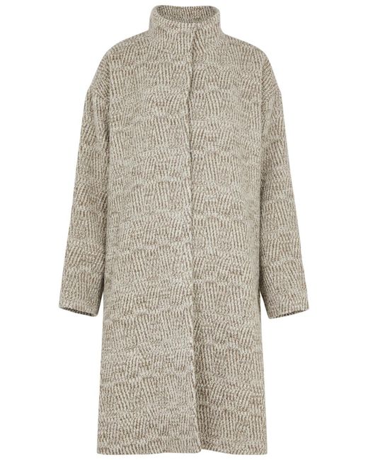 Eileen Fisher Boucle Alpaca blend Coat in Natural Lyst UK