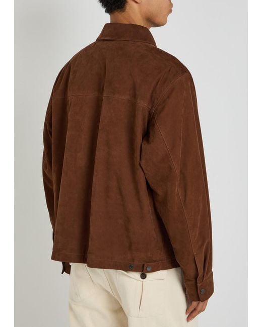Lemaire Brown Reporter Suede Jacket for men