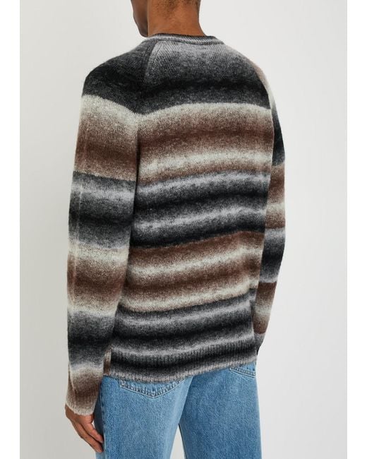 Paul Smith Gray Striped Merino Wool-Blend Jumper for men