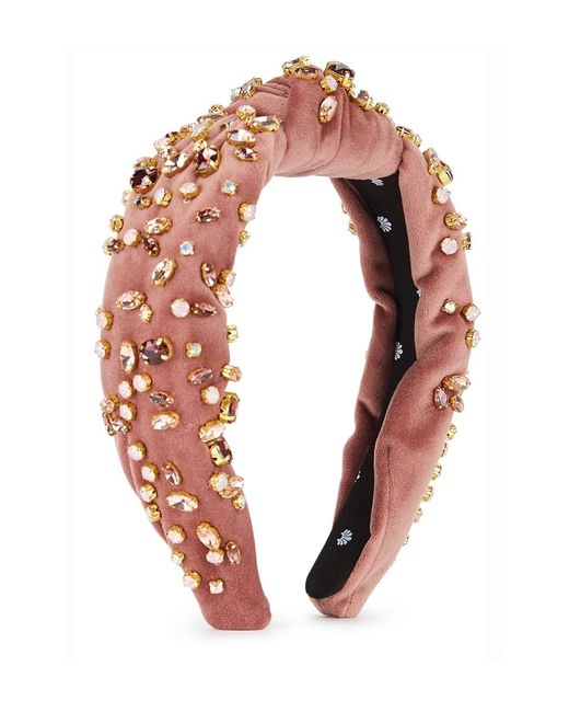 Lele Sadoughi Pink Dusky Crystal-Embellished Velvet Headband