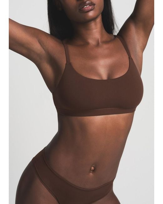 Skims Brown Stretch-Jersey Scoop Bralette