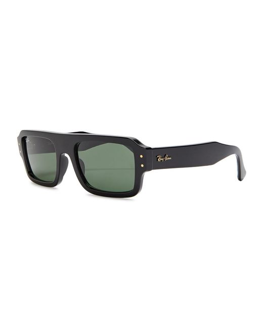 Ray-Ban Black Lukas Rectangle-Frame Sunglasses for men