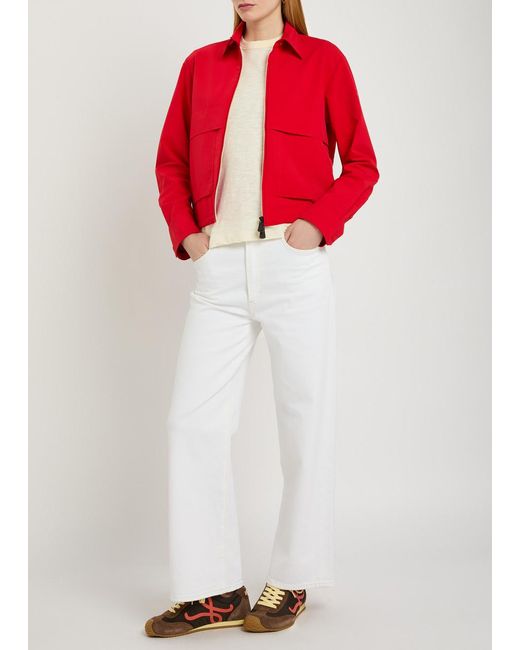 Moncler Red Logo-Appliquéd Cropped Shell Overshirt
