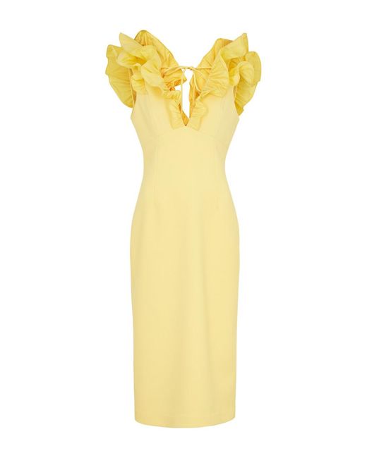 Rebecca Vallance Yellow Luminere Crystal-embellished Midi Dress