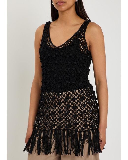 Maria McManus Black Macramé Cotton Top