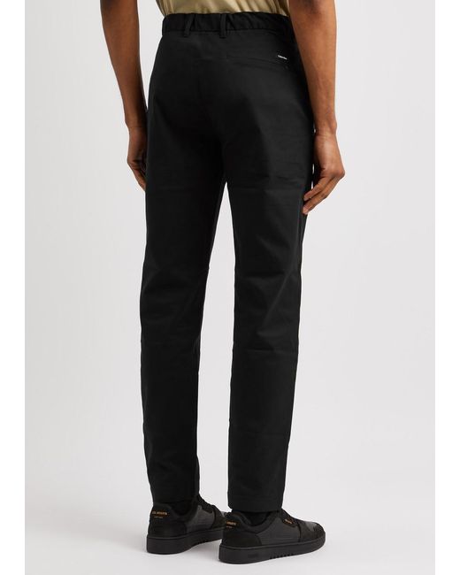 Calvin Klein Black Tapered Stretch-twill Trousers for men