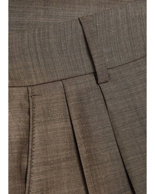 Blazé Milano Natural Fox Pleated Straight-Leg Wool-Blend Trousers
