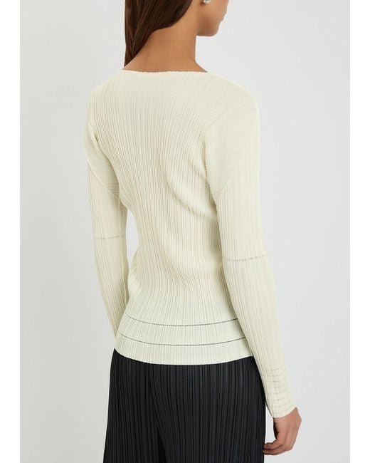 Pleats Please Issey Miyake Natural Pleated Woven Top
