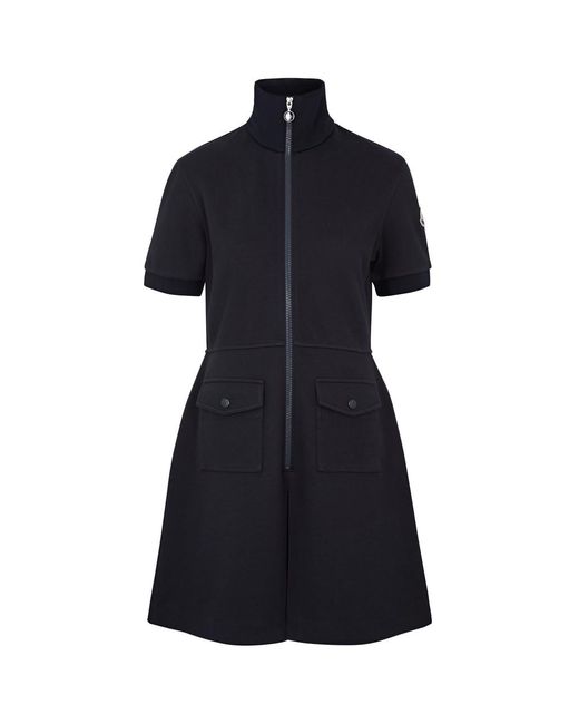 Moncler Black Piqué Cotton-blend Mini Dress