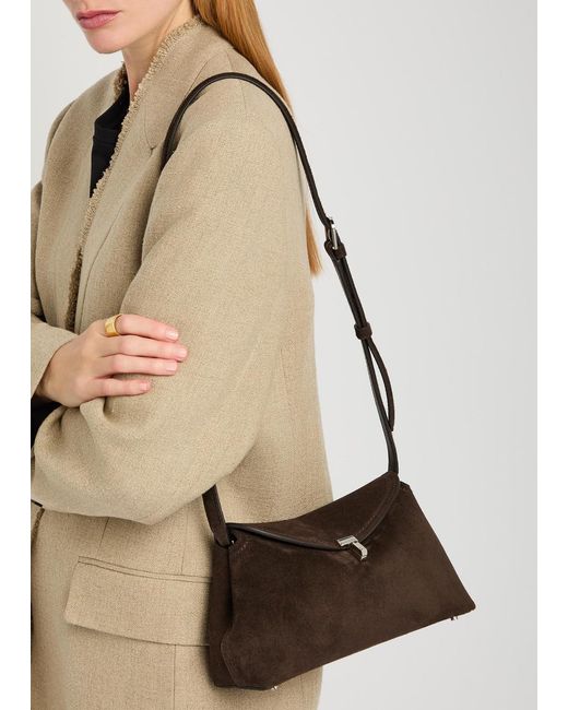 Totême  Brown T-Lock Suede Clutch