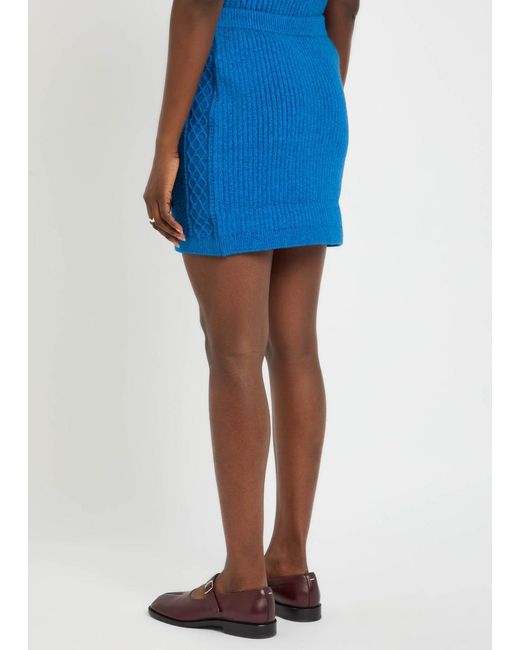 J.W. Anderson Blue Cable-Knit Mini Skirt