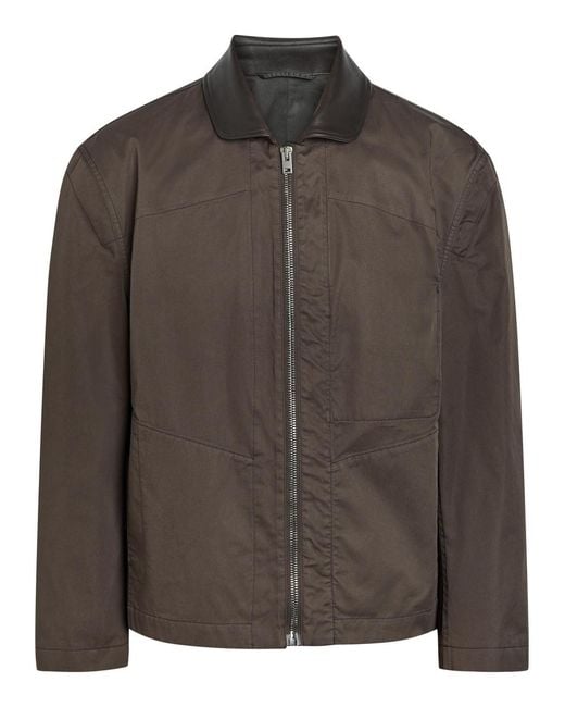 Lemaire Brown Leather-Collar Cotton Jacket for men