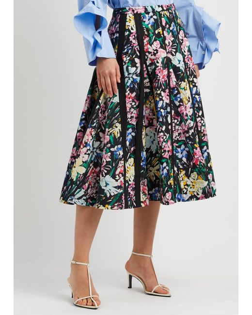 3.1 Phillip Lim Multicolor Flowerworks Floral-Print Cotton-Poplin Midi Skirt