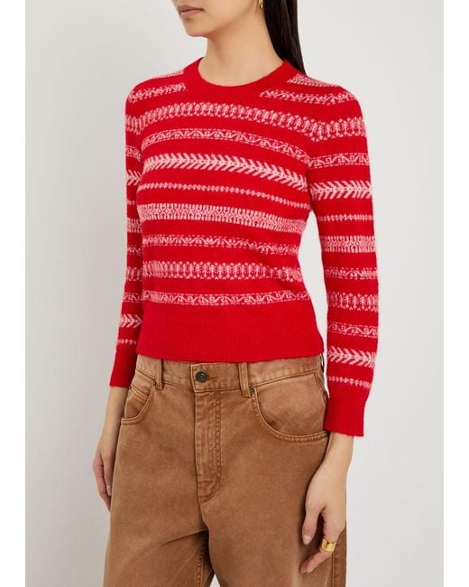 Isabel Marant Red Amity Fair Isle Brushed Alpaca-Blend Jumper