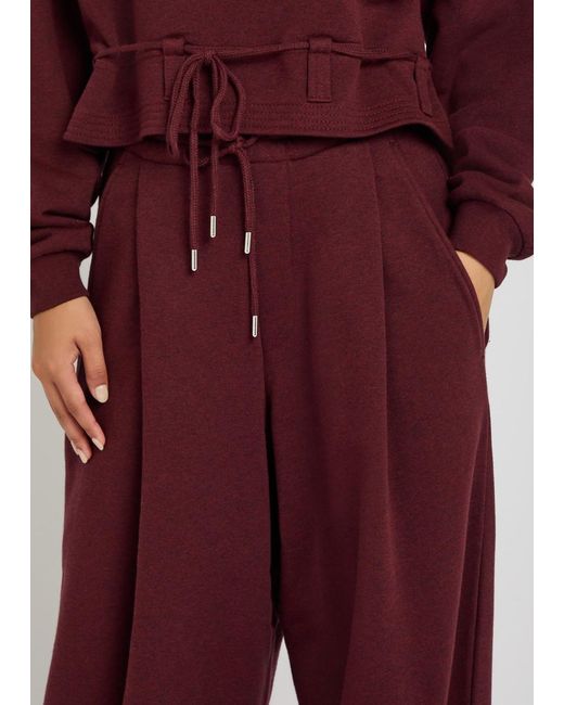 Dries Van Noten Red Hadium Pleated Wide-Leg Cotton Sweatpants