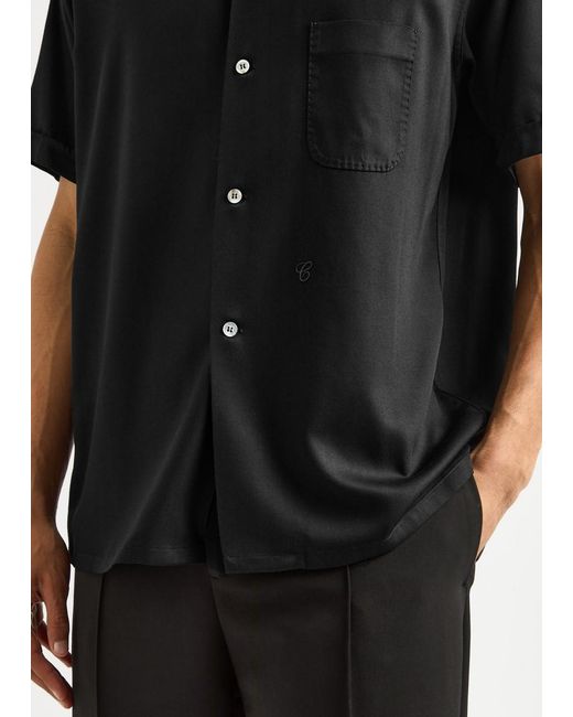 Maison Margiela Black Logo-Embroidered Jersey Shirt for men