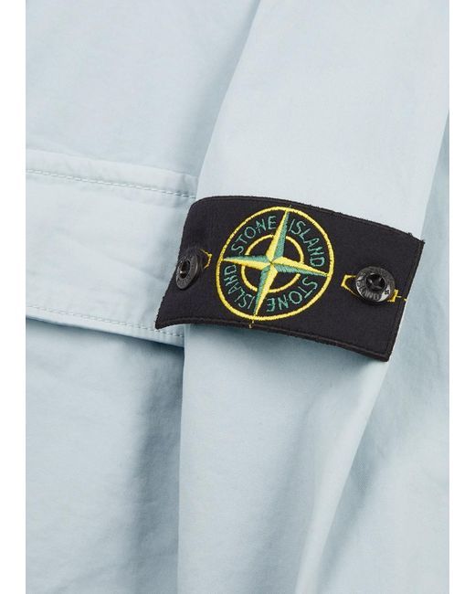 Stone Island Blue Hooded Stretch-Cotton Jacket for men